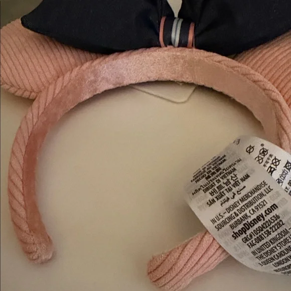 Disney Parks Pink Corduroy Denim Bow Minnie Mouse Ears Headband - Picture 3 of 5